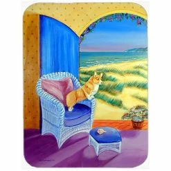 Caroline&apos;s Treasures 7184LCB Pembroke Corgi Room With A View Glass Cutting Board - Large