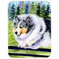 Caroline&apos;s Treasures SS8305LCB 15" X 12" Sheltie Glass Cutting Board - Large