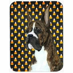 Caroline's Treasures SS4301LCB Boxer Candy Corn Halloween Portrait Glass Cutting Board - Large