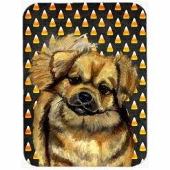 Caroline's Treasures LH9044LCB Tibetan Spaniel Candy Corn Halloween Portrait Glass Cutting Board - Large