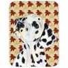 Caroline&apos;s Treasures SS4364LCB 12" X 15" Dalmatian Fall Leaves Portrait Glass Cutting Board - Large