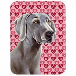 Caroline's Treasures LH9161LCB 15" X 12" Weimaraner Hearts Love And Valentines Day Portrait Glass Cutting Board