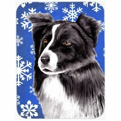 Caroline's Treasures SC9367LCB Border Collie Winter Snowflakes Holiday Glass Cutting Board - Large