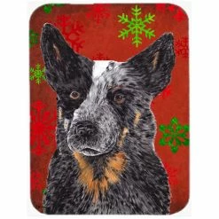 Caroline's Treasures SC9436LCB Australian Cattle Dog Red Green Snowflakes Christmas Glass Cutting Board - Large