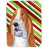 Caroline&apos;s Treasures SS4597LCB Basset Hound Candy Cane Holiday Christmas Glass Cutting Board