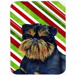 Caroline's Treasures LH9253LCB Brussels Griffon Candy Cane Holiday Christmas Glass Cutting Board - Large