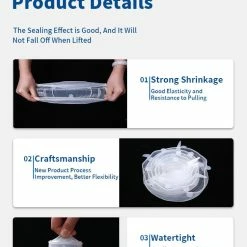 Vigor Reusable Food Grade 6 Pack Silicone Stretch Lids -Tools Verkaufsladen M00718157424128 2406997678