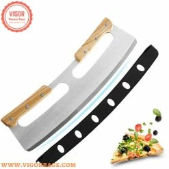 Vigor Pizza Cutter Rocker With Wooden Handles And Japanese Whetstone Knife Combo Pack -Tools Verkaufsladen M00718157426757 3912022554