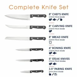 Cheer Collection 13pc Kitchen Knife Set With Wooden Block -Tools Verkaufsladen M00723169674324 1091737453