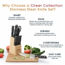 Cheer Collection 13pc Kitchen Knife Set With Wooden Block -Tools Verkaufsladen M00723169674324 1166584482