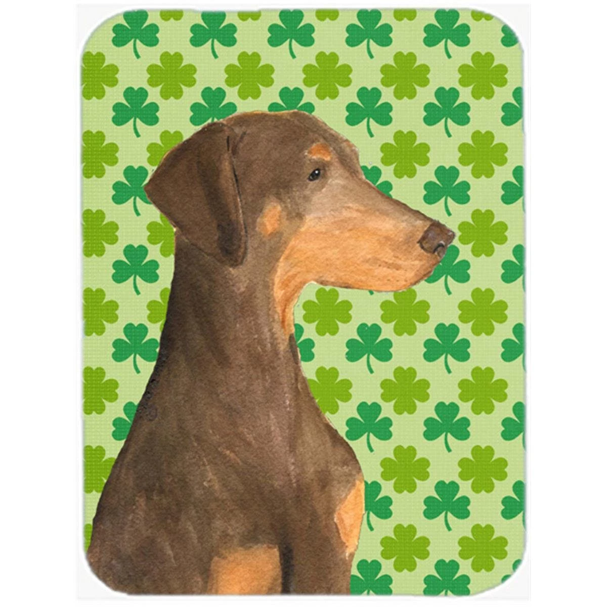 Caroline's Treasures Doberman St. Patrick's Day Shamrock Portrait Glass Cutting Board - Large 3 Caroline's Treasures Doberman St. Patrick's Day Shamrock Portrait Glass Cutting Board - Large
