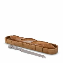 Arthur Court Designs Baguette Board With Grape Bread Knife