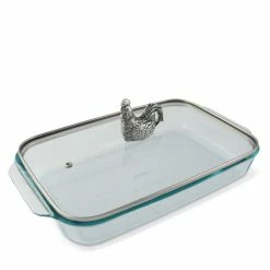 Arthur Court Designs Rooster Lid With Pyrex 3 Quart Baking Dish