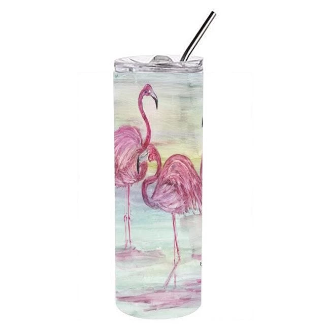 Caroline's Treasures 20 Oz Flamingos Double Walled Stainless Steel Skinny Tumbler 3 Caroline's Treasures 20 Oz Flamingos Double Walled Stainless Steel Skinny Tumbler