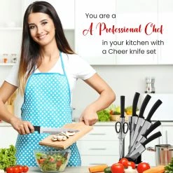 Cheer Collection F Knife Set (7 Piece) With Rotating Stand - Sharp Serrated And Standard Blades -Tools Verkaufsladen M00810026177927 498806807 scaled