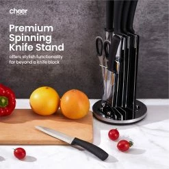 Cheer Collection F Knife Set (7 Piece) With Rotating Stand - Sharp Serrated And Standard Blades -Tools Verkaufsladen M00810026177927 883408832