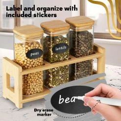 Cheer Collection Glass Mini Storage Jars With Bamboo Lids And Display Stand 11 Cheer Collection Glass Mini Storage Jars With Bamboo Lids And Display Stand -Tools Verkaufsladen M00810026178016 2257238720