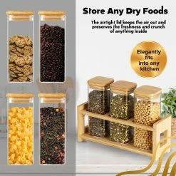 Cheer Collection Glass Mini Storage Jars With Bamboo Lids And Display Stand 14 Cheer Collection Glass Mini Storage Jars With Bamboo Lids And Display Stand -Tools Verkaufsladen M00810026178016 3353435901