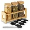 Cheer Collection Glass Mini Storage Jars With Bamboo Lids And Display Stand -Tools Verkaufsladen M00810026178016 4292106347