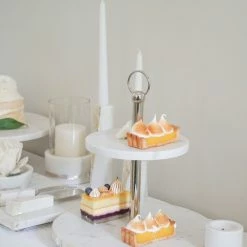 Anaya Home White Marble 2 Tier Cake Stand With Mother Of Pearl Inlay -Tools Verkaufsladen M00810048627899 3790904108 scaled