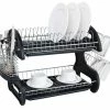 Home Basics 2 Tier Plastic Dish Drainer, Black -Tools Verkaufsladen M00857198102494 3286295382