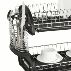 Home Basics 2 Tier Plastic Dish Drainer, Black -Tools Verkaufsladen M00857198102494 3889337091 scaled