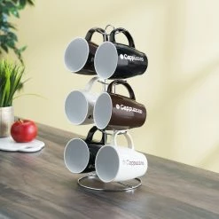 Home Basics Cappuccino 6 Piece Mug Set With Stand -Tools Verkaufsladen M00857198300852 2021447719 scaled