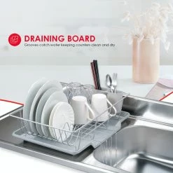 Home Basics 3 Piece Vinyl Coated Steel Dish Drainer With Drip Tray 7 Home Basics 3 Piece Vinyl Coated Steel Dish Drainer With Drip Tray -Tools Verkaufsladen M00886466302335 874297506