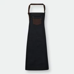 Premier® Premier Unisex Adults Division Waxed Look Faux Leather Denim Bib Apron