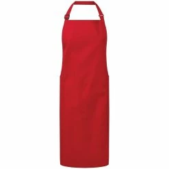 Premier® Unisex Adult Organic Fairtrade Certified Full Apron - Red (One Size)