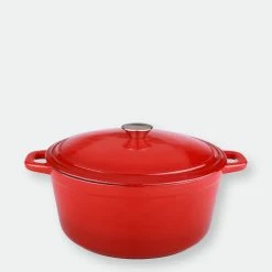 BergHOFF Neo 5QT Cast Iron Oval Covered Casserole, Red