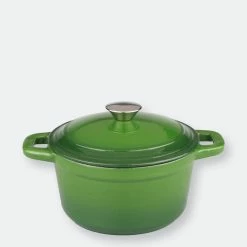 BergHOFF Neo 7QT Cast Iron Round Covered Casserole, Green