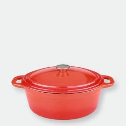 BergHOFF Neo 8QT Cast Iron Oval Covered Casserole, Orange