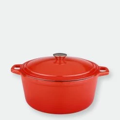 BergHOFF Neo 5QT Cast Iron Oval Covered Casserole, Orange