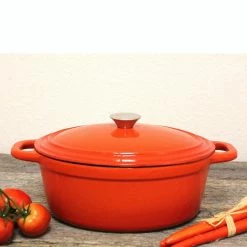 BergHOFF Neo 5QT Cast Iron Oval Covered Casserole, Orange -Tools Verkaufsladen M05413821019437 1276640573