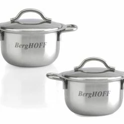 BergHOFF 2.5" Stainless Steel Covered Mini Pots, Set Of 4