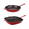 BergHOFF Neo 2pc Cast Iron Set, 10" Fry Pan & 11" Grill Pan - Red -Tools Verkaufsladen M05413821054681 2498445646