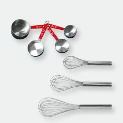 BergHOFF 7PC Stainless Steel Bake Set: 3PC Whisks & 4PC Measuring Cup Set