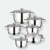 BergHOFF Essentials Gourmet 12Pc 18/10 Stainless Steel Cookware Set, Black Handles