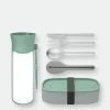 BergHOFF Leo Lunch Set, Water Bottle Flatware And Bento Box, Green