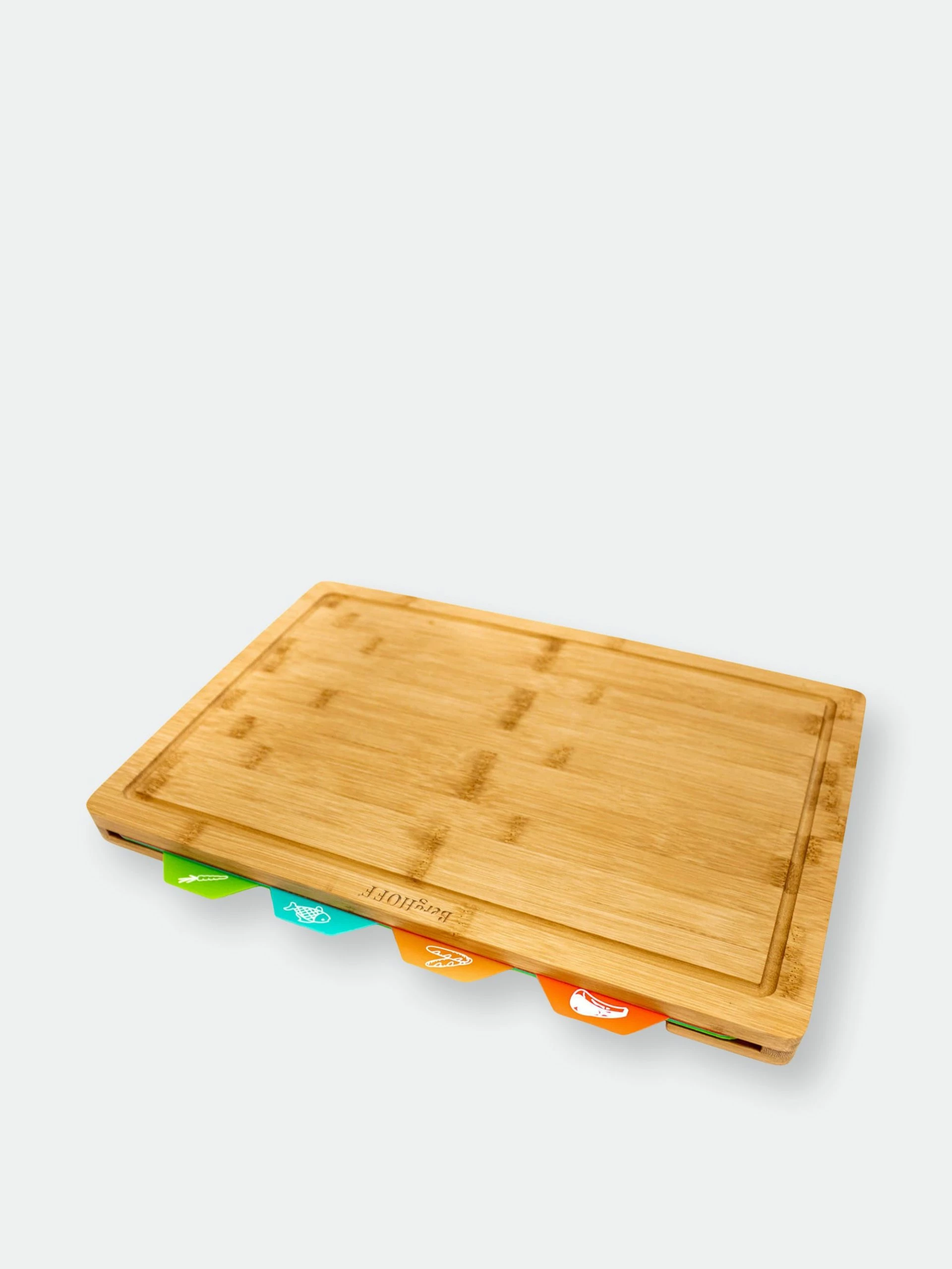 Berghoff Bamboo 5Pc Cutting Board Set With 4 Muti-colored Inserts, 16.5"x11.8"x1.1" 3 Berghoff Bamboo 5Pc Cutting Board Set With 4 Muti-colored Inserts, 16.5"x11.8"x1.1"