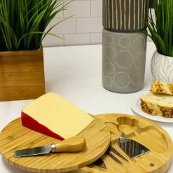 BergHOFF Bamboo 6pc Round Covered Cheese Board Set, With 4 Tools, 8.7x1.5" -Tools Verkaufsladen M05413821320250 2202838559