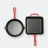 BergHOFF 2Pc Enamel Cast Iron 10" Fry Pan & 10" Grill Pan Set, Red -Tools Verkaufsladen M05413821327082 1253861318 scaled