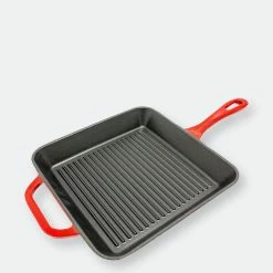 BergHOFF 2Pc Enamel Cast Iron 10" Fry Pan & 10" Grill Pan Set, Red -Tools Verkaufsladen M05413821327082 681086540 scaled