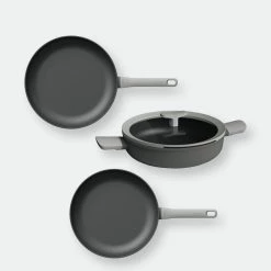 BergHOFF Leo 4Pc Nonstick Cookware Fry & Saute Set, Gray