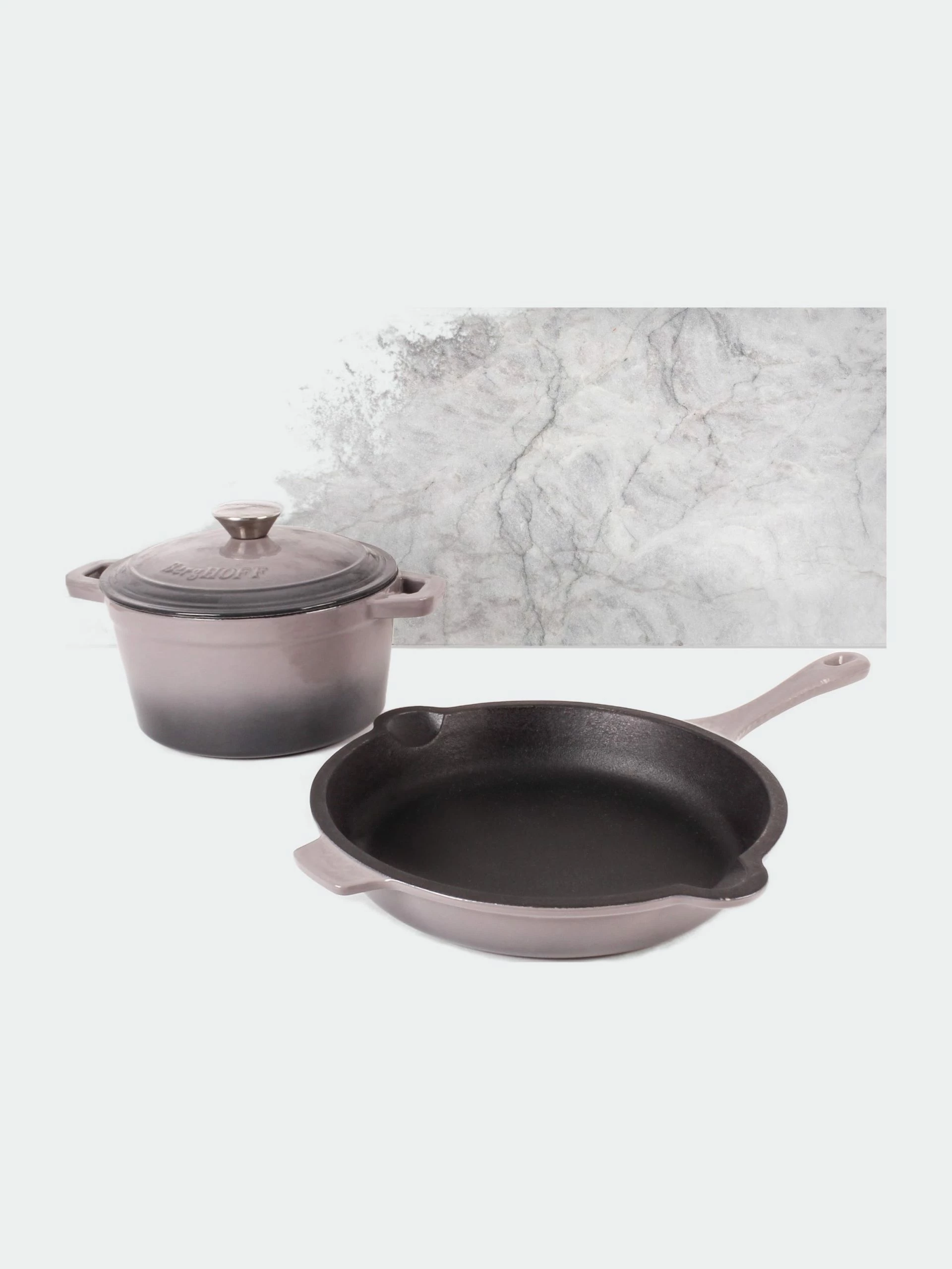 BergHOFF Neo Cast Iron 3Pc Cookware Set, 3Qt Covered Dutch Oven & 10" Fry Pan - Oyster 4 BergHOFF Neo Cast Iron 3Pc Cookware Set, 3Qt Covered Dutch Oven & 10" Fry Pan - Oyster – Bild 2