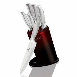 Berlinger Haus 6-Piece Knife Set W/ Stainless Steel Stand Kikoza Burgundy Collection