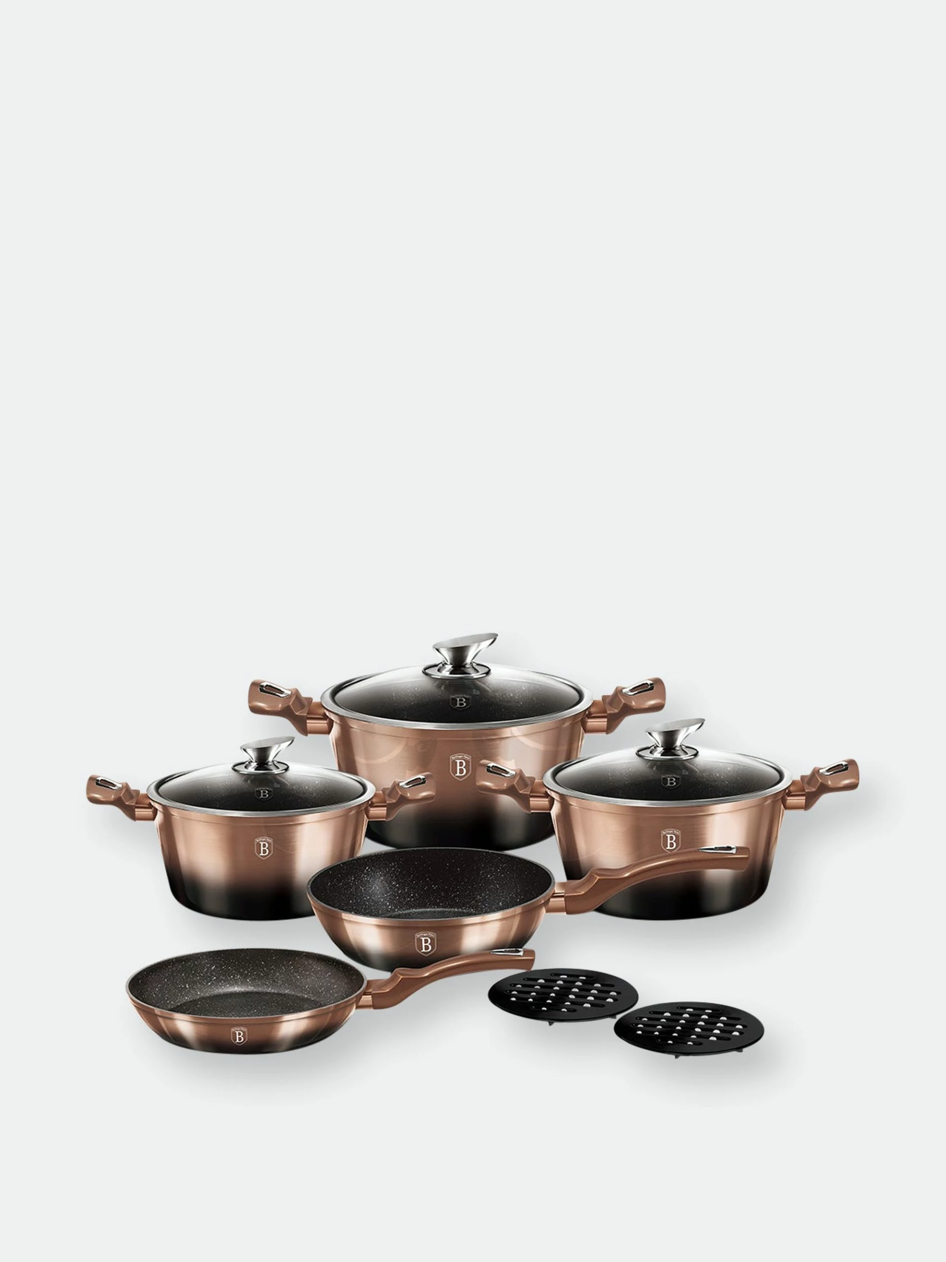 Berlinger Haus 10-Piece Kitchen Cookware Set Rose Gold Noir Collection 3 Berlinger Haus 10-Piece Kitchen Cookware Set Rose Gold Noir Collection