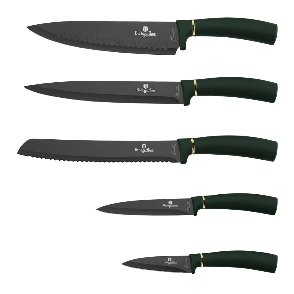 Berlinger Haus 6-Piece Knife Set With Magnetic Hanger Emerald Collection 3 Berlinger Haus 6-Piece Knife Set With Magnetic Hanger Emerald Collection