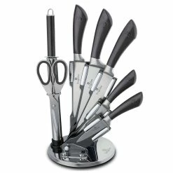 Berlinger Haus 8-Piece Knife Set W/ Acrylic Stand Black Rose Gold Collection